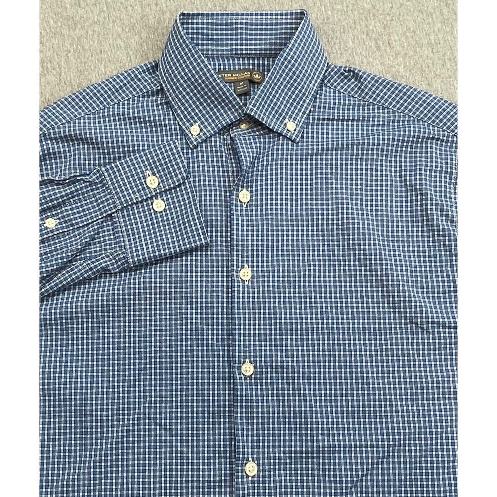 Peter Millar Shirt Mens Medium Check Performance Stretch Summer Comfort